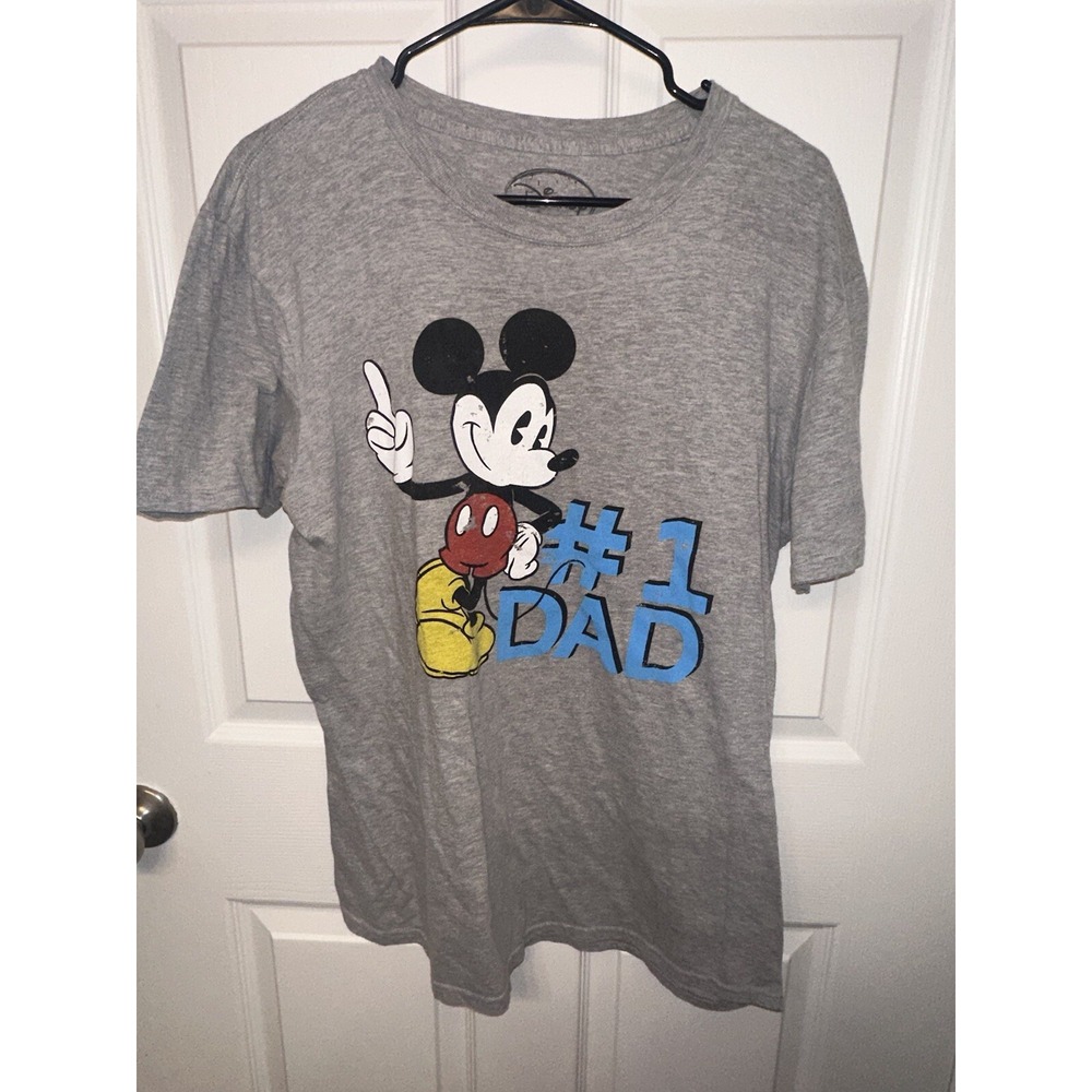 Disney Distressed Print Mickey Mouse #1 Dad Father's Day ‎ T-Shirt (Large)